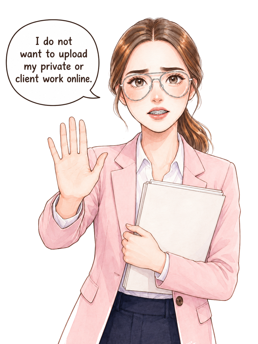 Comic guide worried about uploading private client work online.