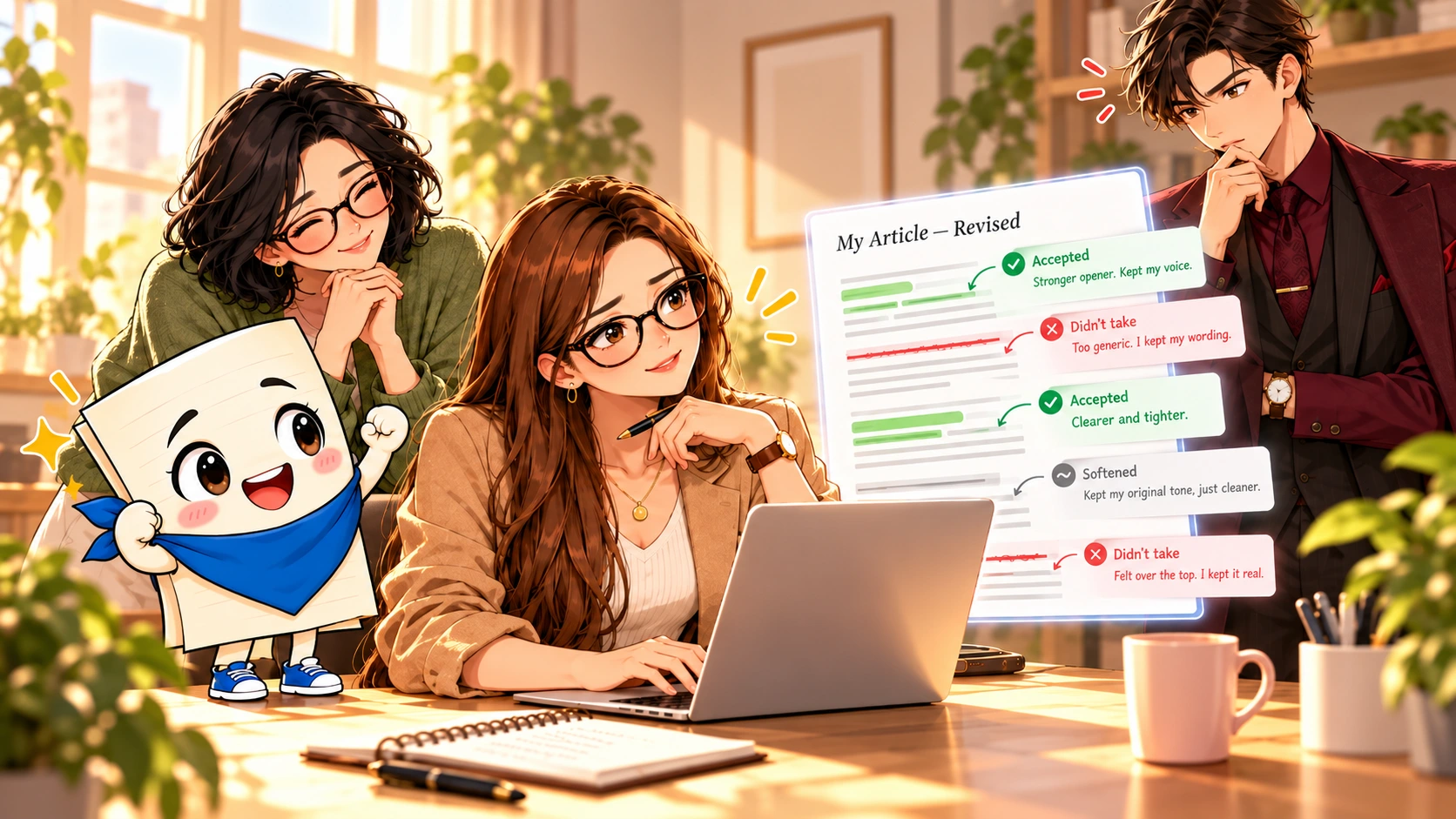 Patricia and Scribe select useful edits together
