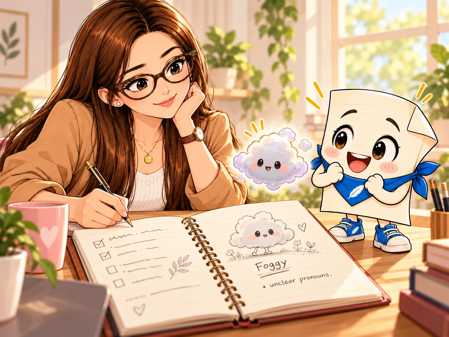 Patricia records Foggy in her Draftling notebook
