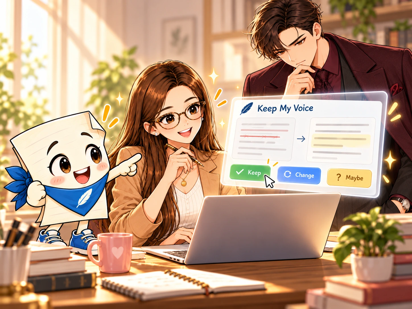 Patricia opens Keep My Voice to review changes