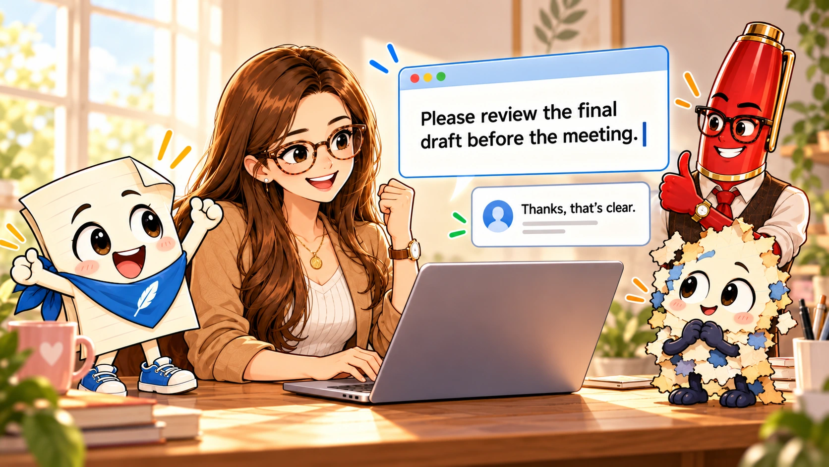 The client replies that the case study is easier to follow